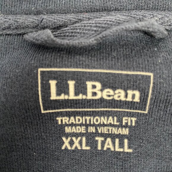 L.L Bean Men's Cotton Sweater Size 2XL Tall Navy Blue Long Sleeve 1/2 Zip Pocket - Picture 3 of 10
